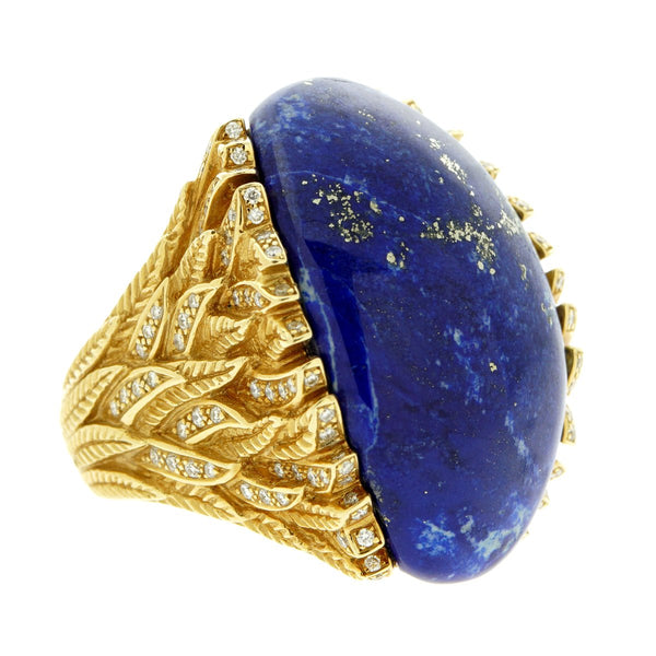 Rodney Rayner One of a Kind Lapis Lazuli Diamond Gold Ring 0000885