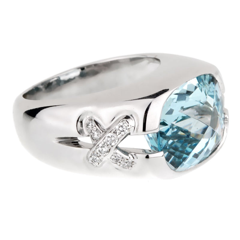Tiffany & Co Aquamarine Diamond White Gold Ring 0000899