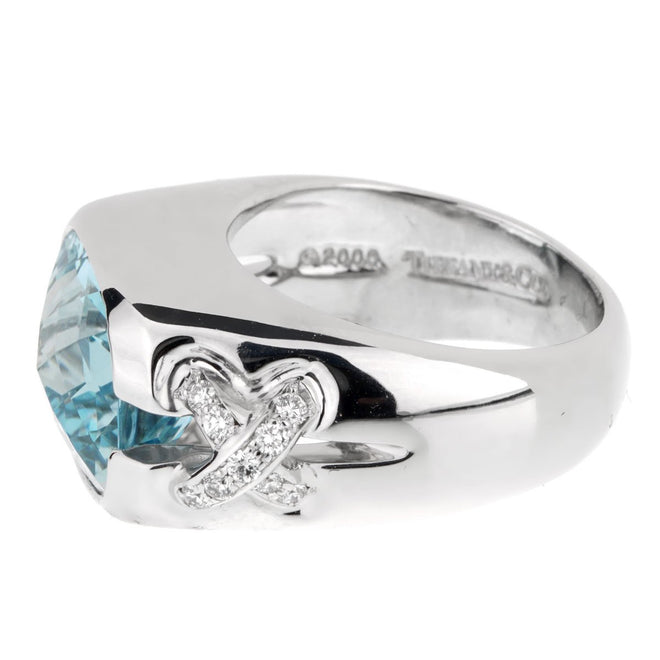 Tiffany & Co Aquamarine Diamond White Gold Ring 0001294