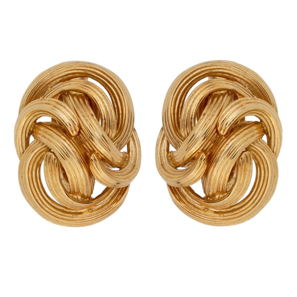 Tiffany & Co Braided 18k Yellow Gold Clip On Earrings 0001053