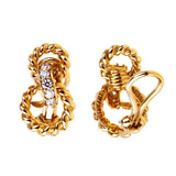 Tiffany & Co Braided Gold Diamond Earrings 0000849