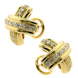 Tiffany & Co Crisscross Diamond Gold Earrings 00TFF3092