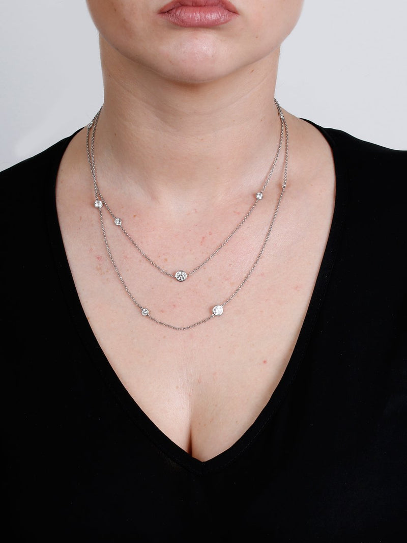 Evara Platinum Rose Gold Necklace with Diamonds for Women JL PT N 183