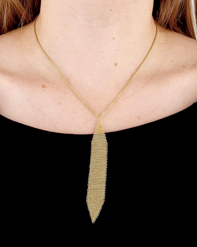 Tiffany & Co Elsa Peretti Mesh Tassel Drop Gold Necklace 1bogb7221
