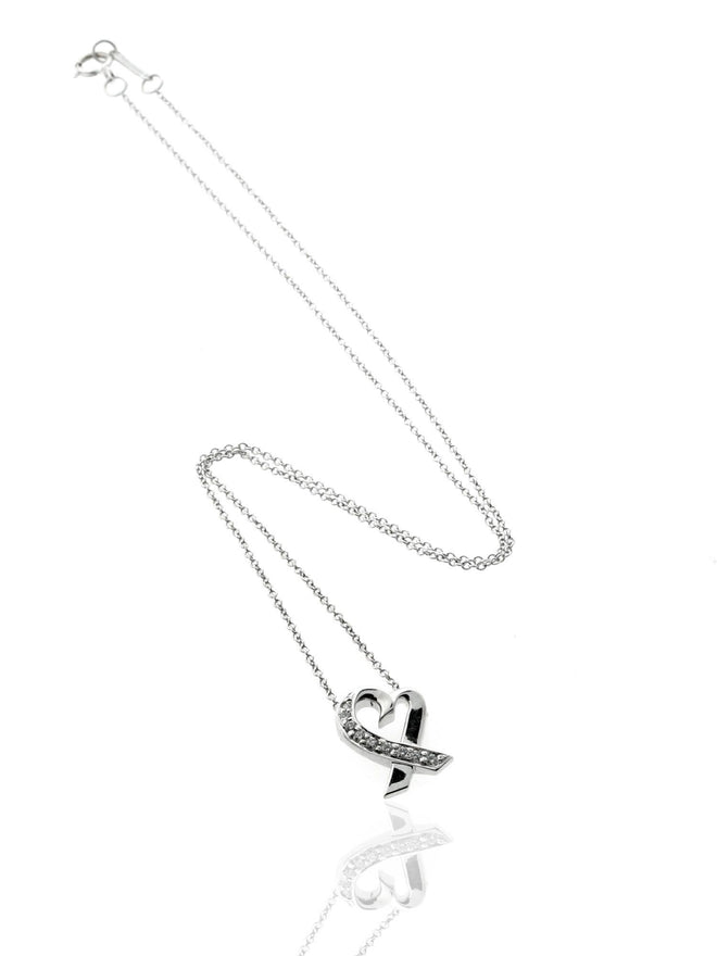 Tiffany & Co Loving Heart Diamond Necklace 18k White Gold by Paloma Picasso 8.73459E+22