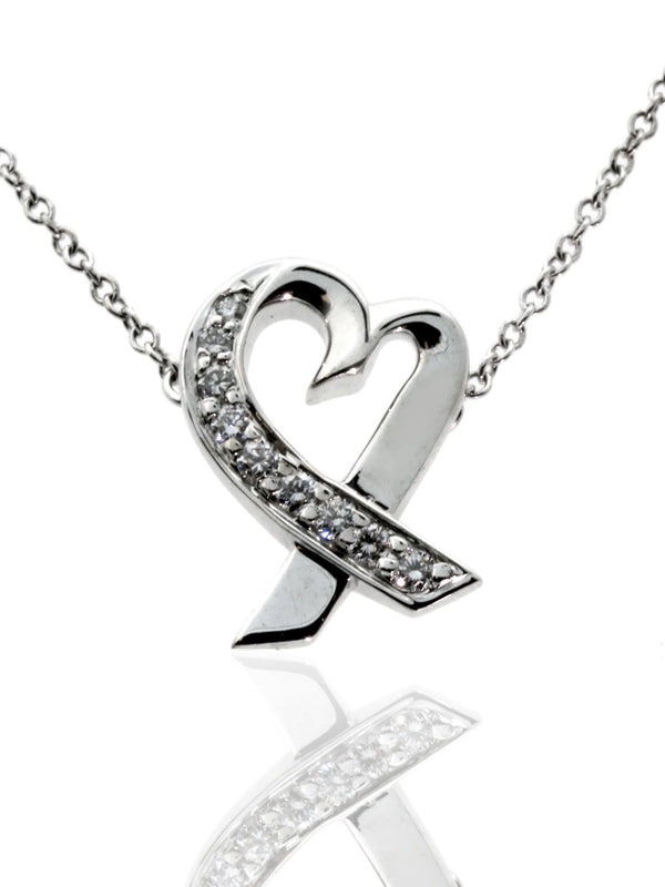 Tiffany & Co Loving Heart Diamond Necklace 18k White Gold by Paloma Picasso 8.73459E+22