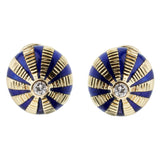 Tiffany & Co Schlumberger Diamond Enamel Yellow Gold Earrings 0003037
