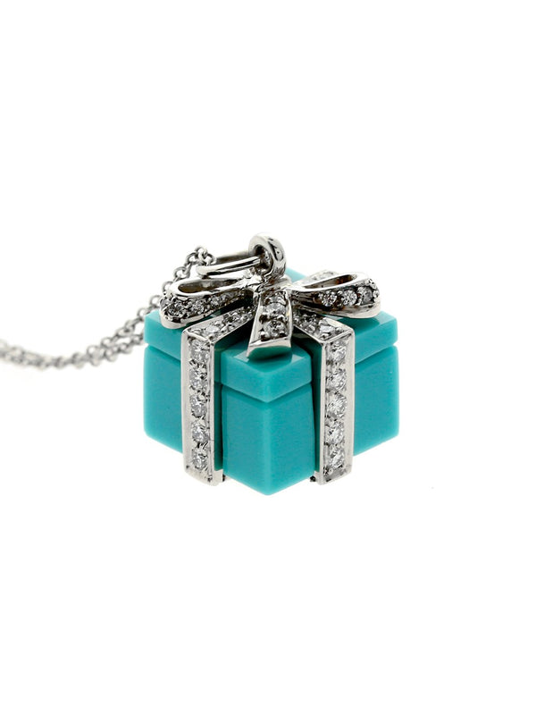 Tiffany & Co Turquoise Diamond Platinum Necklace 00TFF10010