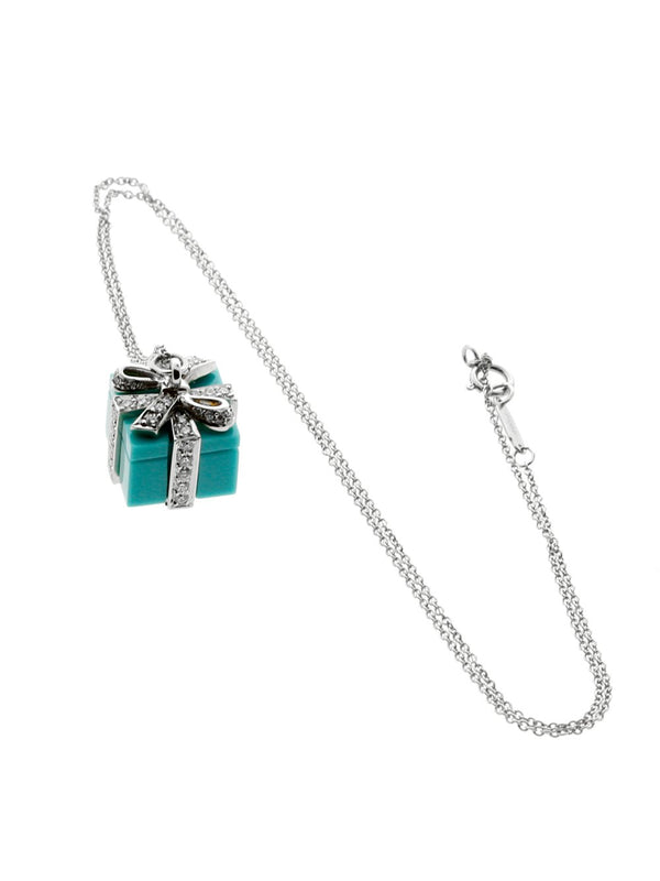 Tiffany & Co Turquoise Diamond Platinum Necklace 00TFF10010