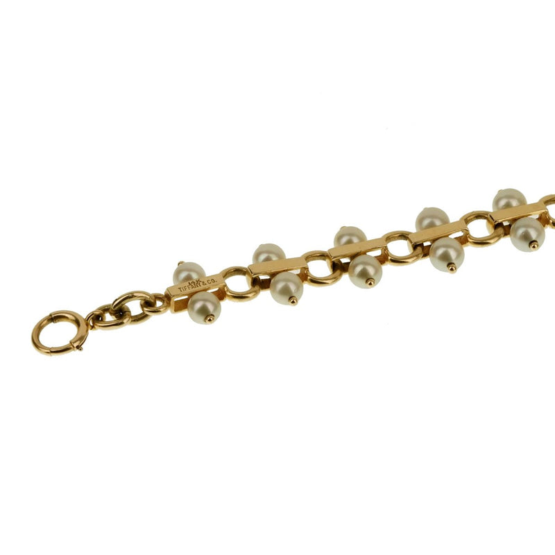 Tiffany & Co Vintage Pearl Yellow Gold Bracelet 0001842