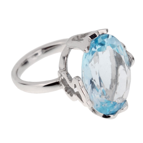 Tous 21ct Blue Topaz White Gold Cocktail Ring 0001941