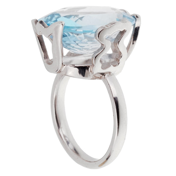 Tous 21ct Blue Topaz White Gold Cocktail Ring 0001941