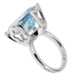 Tous 21ct Blue Topaz White Gold Cocktail Ring 0001941