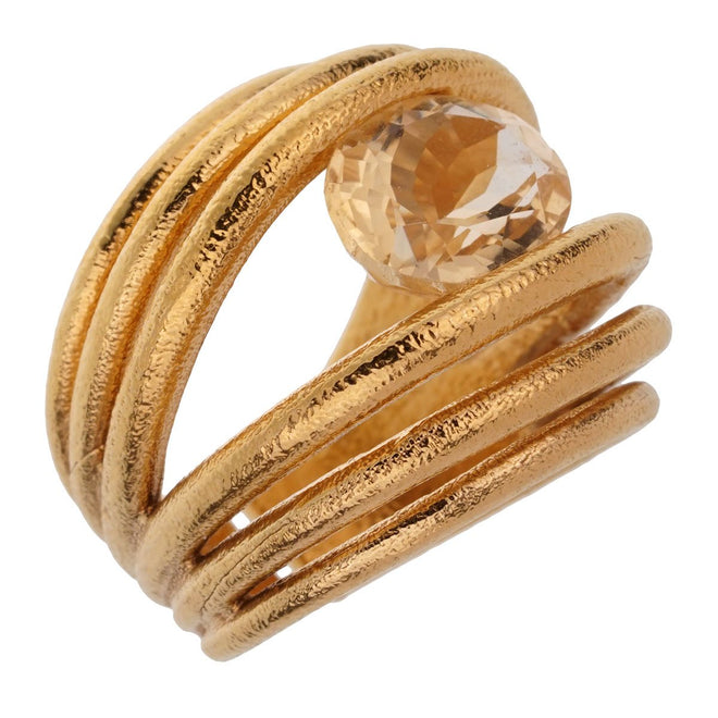 Tous Quarts Yellow Gold Cocktail Ring 0001942