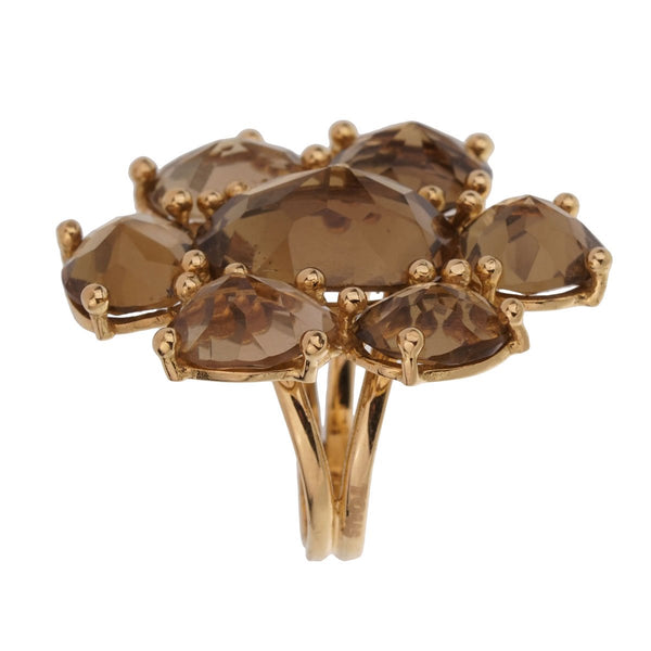 Tous Smoky Quartz Yellow Gold Cocktail RIng 0001943