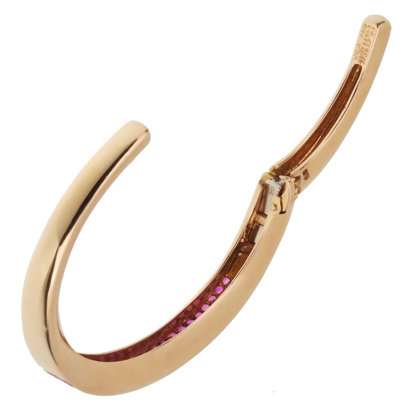 Van Cleef and Arpels Pink Sapphire Rose Gold Bangle Opulent Jewelers