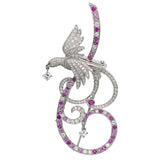 Van Cleef Arpels Birds of Paradise Pink Sapphire Diamond Brooch Pendant 0002682