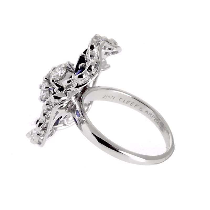 Van Cleef & Arpels Camellia Sapphire Diamond Ring 0000615