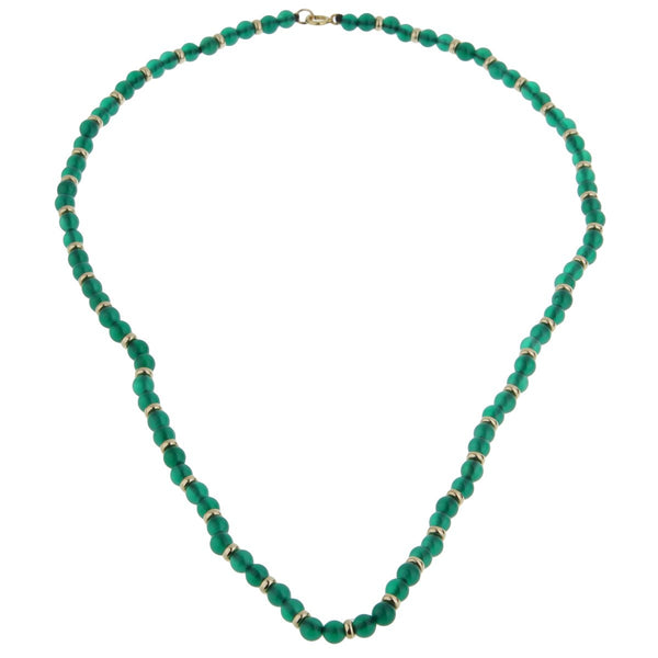 Van Cleef & Arpels Chrysophase Beaded Gold Necklace 0002658