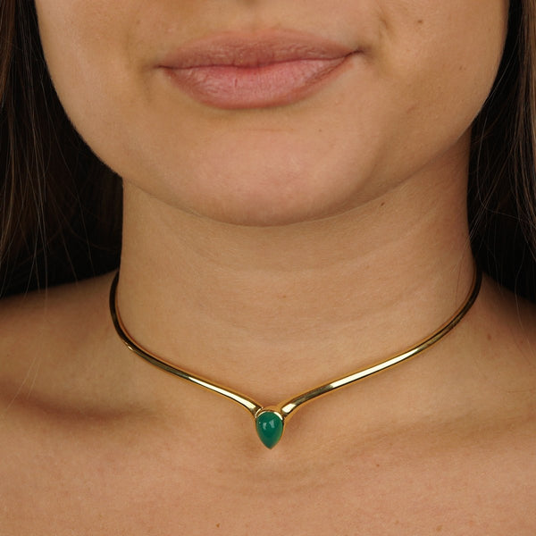 Van Cleef & Arpels Chrysoprase Gold Choker Necklace 0001072