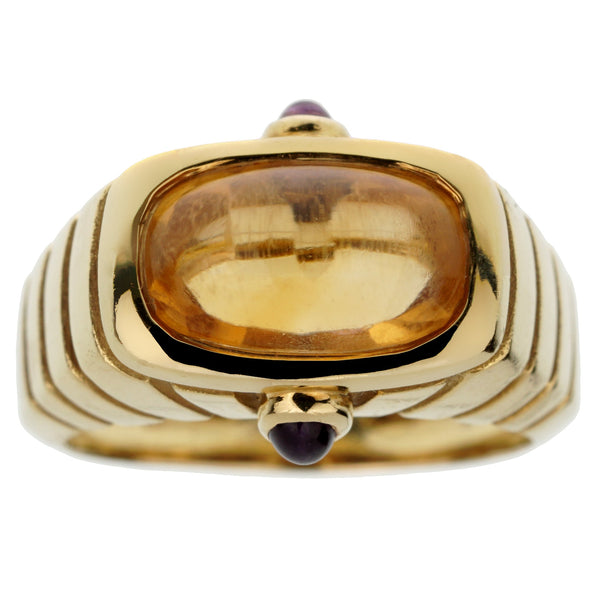 Van Cleef & Arpels Citrine Amethyst Yellow Gold Cocktail Ring 0003277