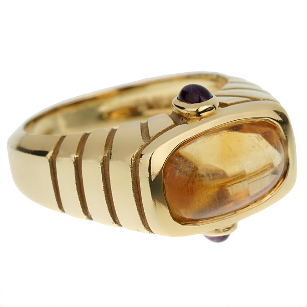 Van Cleef & Arpels Citrine Amethyst Yellow Gold Cocktail Ring 0003277