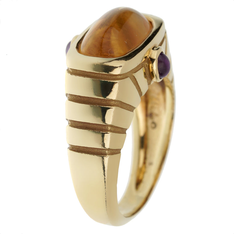 Van Cleef & Arpels Citrine Amethyst Yellow Gold Cocktail Ring 0003277