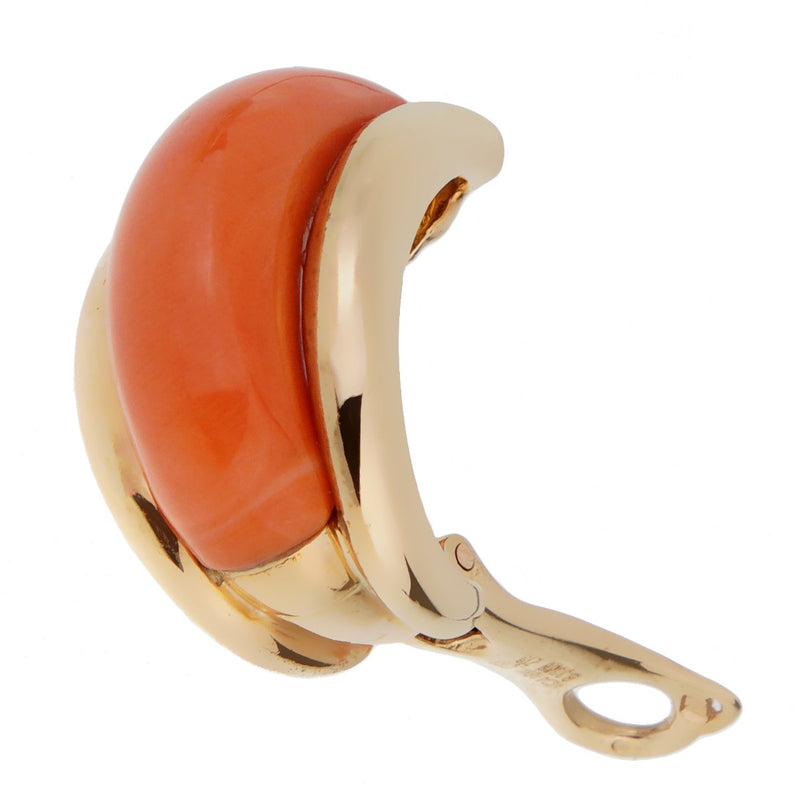 Van Cleef & Arpels Coral Yellow Gold Hoop Earrings 0001719