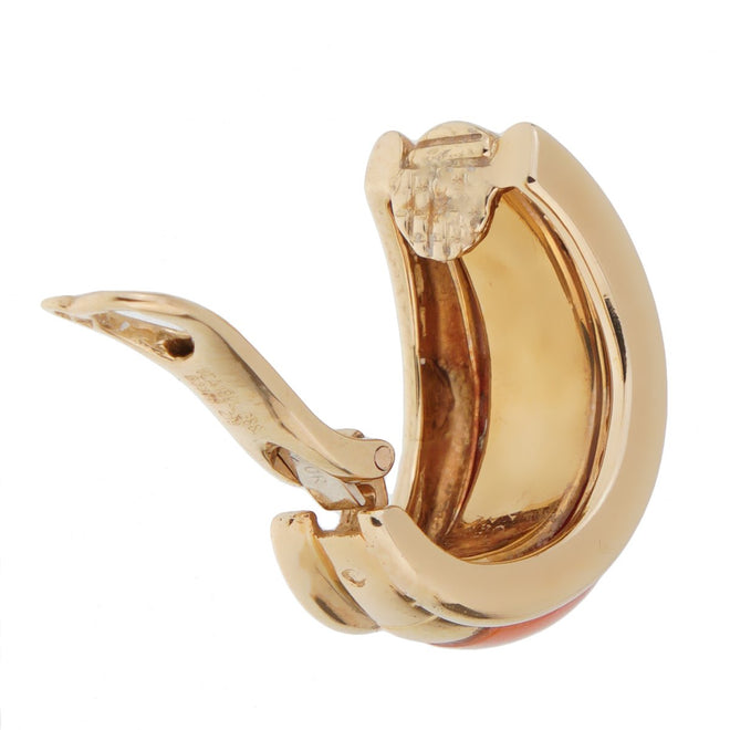 Van Cleef & Arpels Coral Yellow Gold Hoop Earrings 0001719