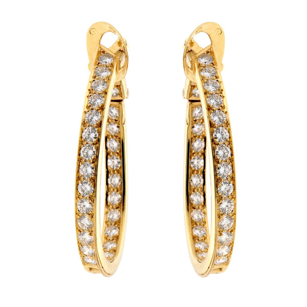 Van Cleef Arpels Diamond Hoop 18k Yellow Gold Earrings 0000866