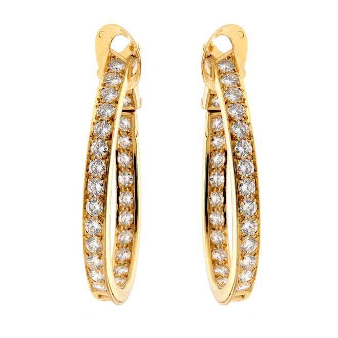 Van Cleef Arpels Diamond Hoop 18k Yellow Gold Earrings