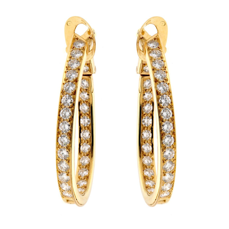 Van Cleef Arpels Diamond Hoop 18k Yellow Gold Earrings 0000866