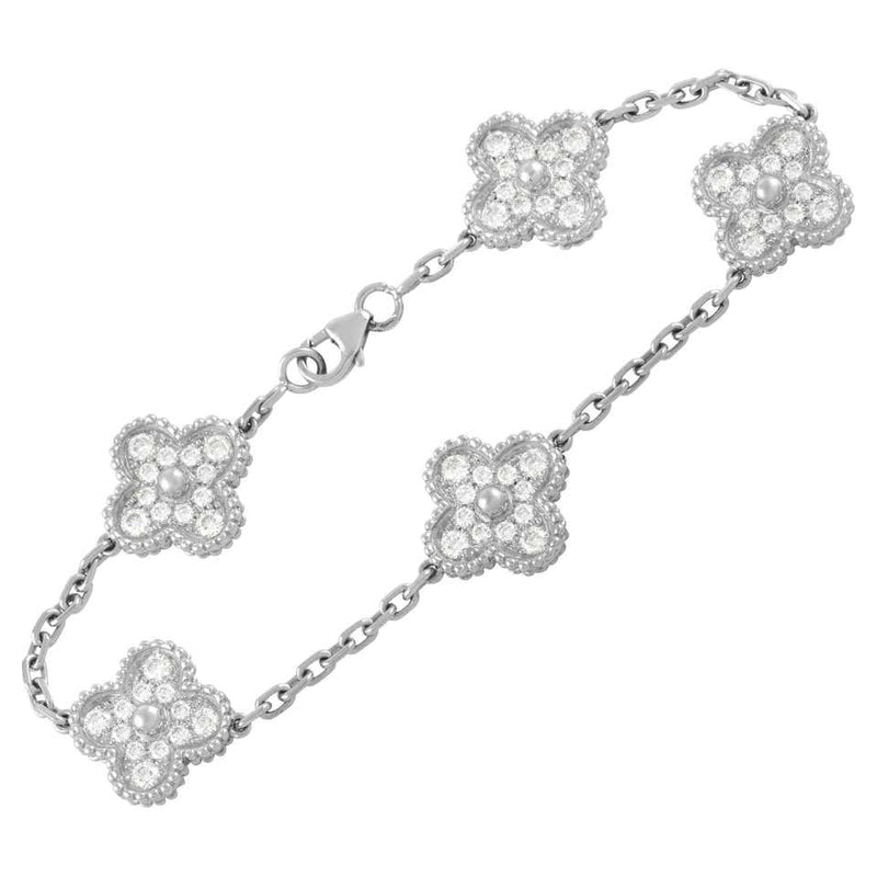 Van Cleef & Arpels 18k White Gold Vintage Alhambra Diamond Bracelet