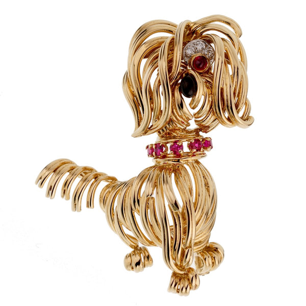 Van Cleef & Arpels Diamond Yellow Gold Dog Brooch 0002532