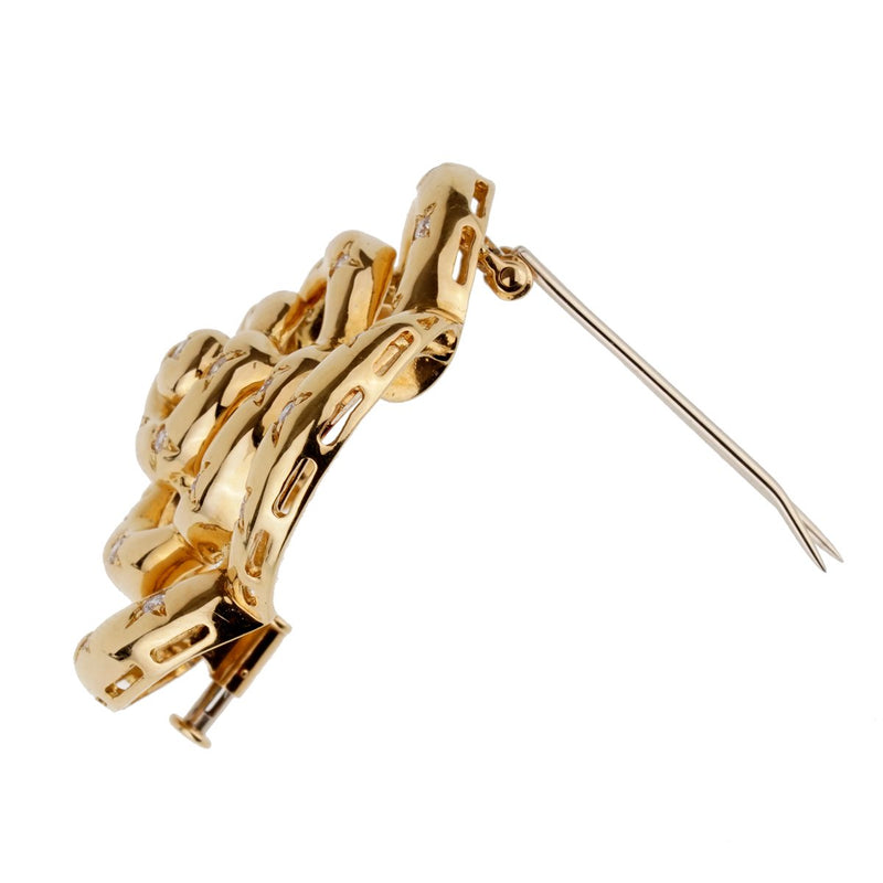 Van Cleef Arpels Flower Diamond Gold Brooch 0001044