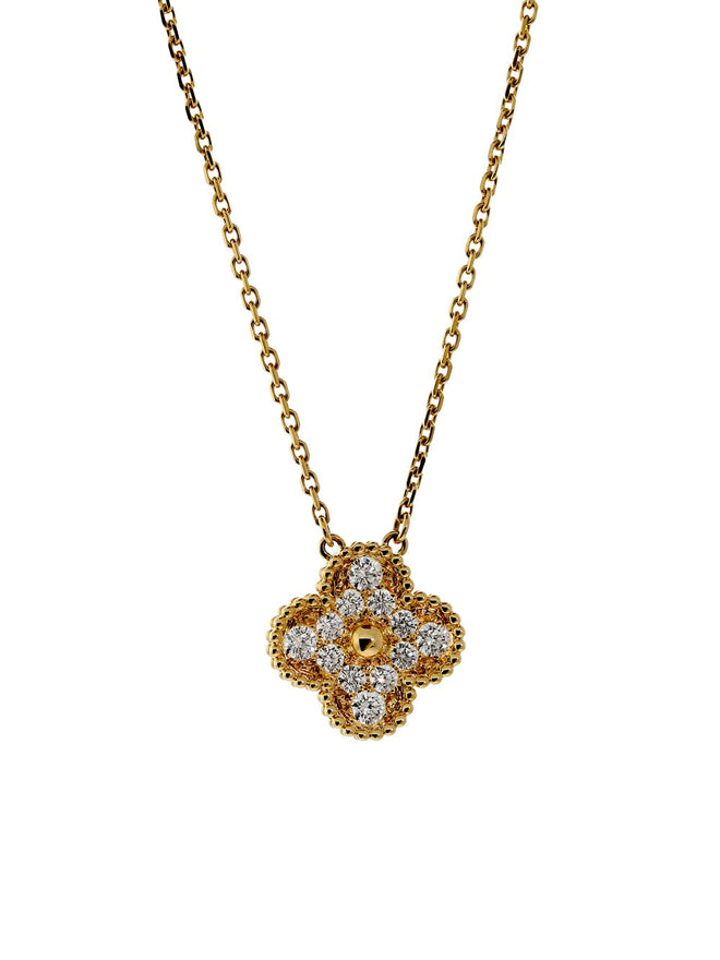 Van Cleef & Arpels Gold Diamond Vintage Alhambra Necklace 00VNC10020
