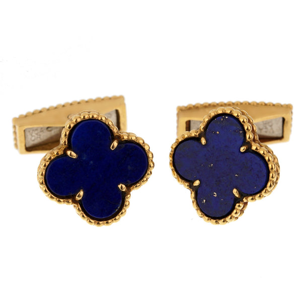 Van Cleef Arpels Lapis Alhambra Yellow Gold Cufflinks 0002723