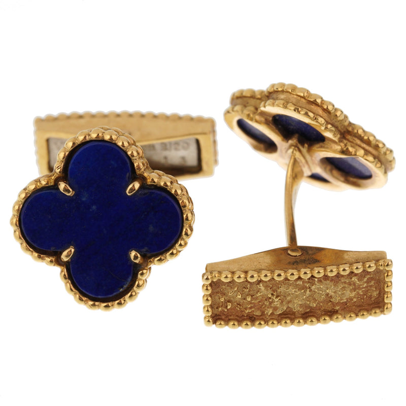 Van Cleef Arpels Lapis Alhambra Yellow Gold Cufflinks 0002723