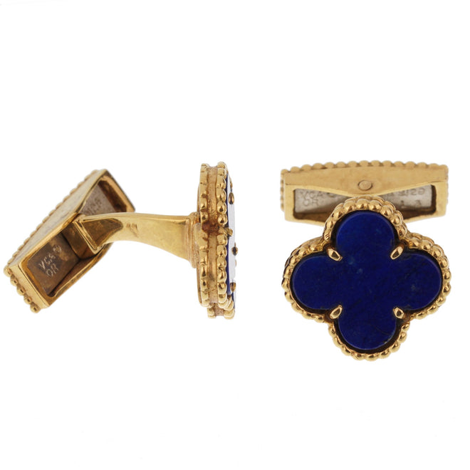 Van Cleef Arpels Lapis Alhambra Yellow Gold Cufflinks 0002723