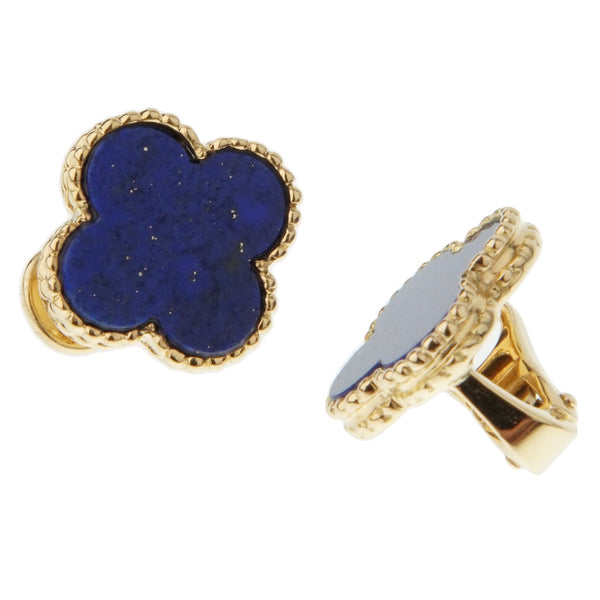 Van Cleef & Arpels Lapis Lazulli Vintage Alhambra Gold Earrings