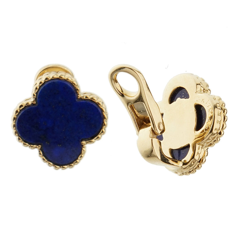 Van Cleef & Arpels Lapis Lazulli Vintage Alhambra Gold Earrings