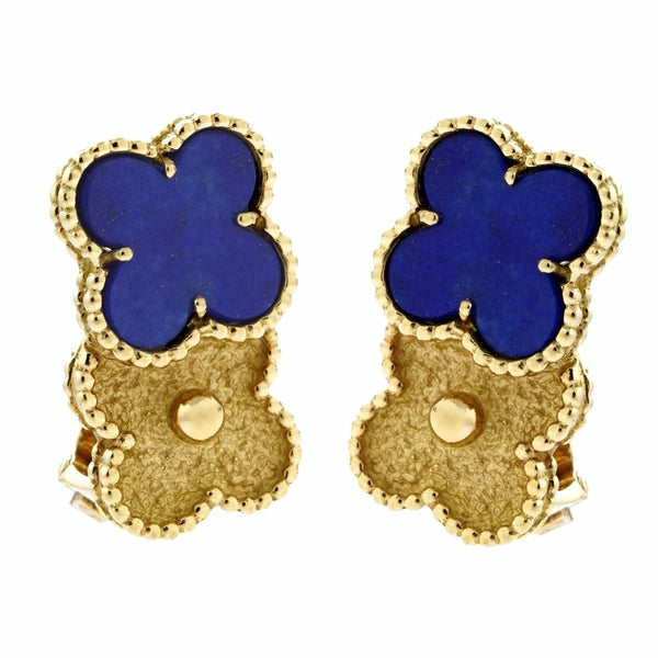 Van Cleef & Arpels Lapis Vintage Alhambra Earrings 0000643