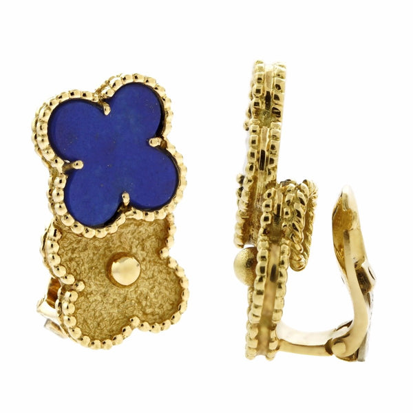 Van Cleef & Arpels Lapis Vintage Alhambra Earrings 0000643