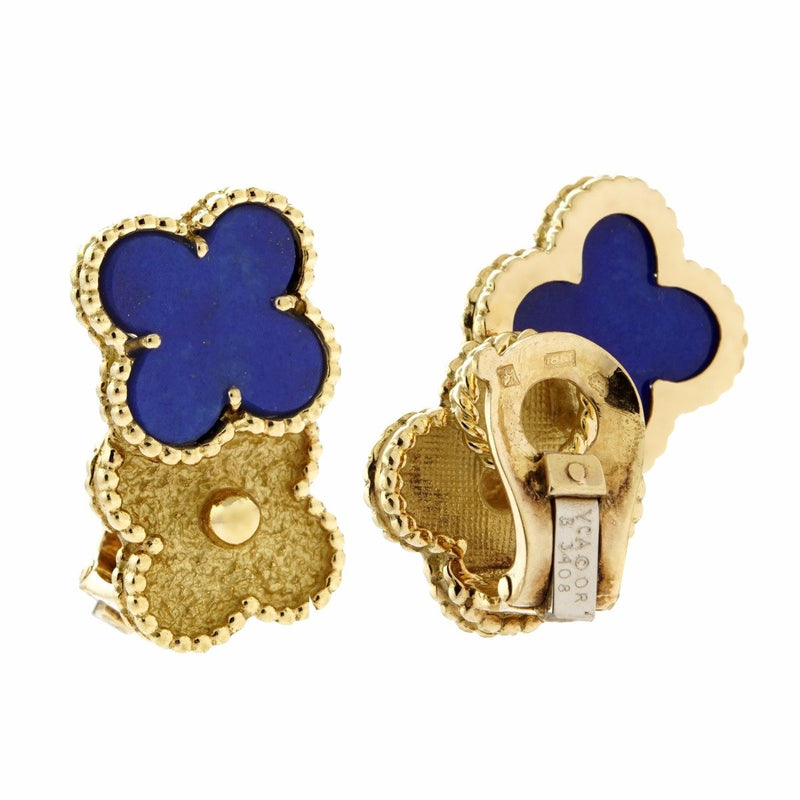 Van Cleef & Arpels Lapis Vintage Alhambra Earrings 0000643