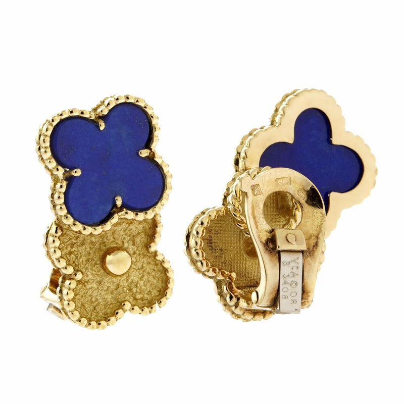 Van Cleef & Arpels Lapis Vintage Alhambra Earrings 0000643
