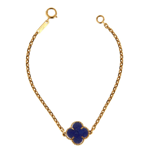 Van Cleef & Arpels Lapis Vintage Alhambra Gold Bracelet 0000911