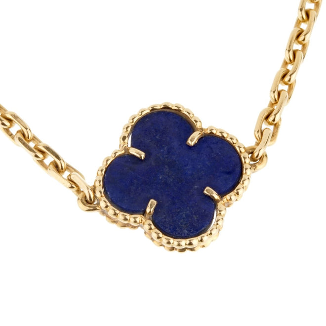 Van Cleef & Arpels Lapis Vintage Alhambra Gold Bracelet 0000911