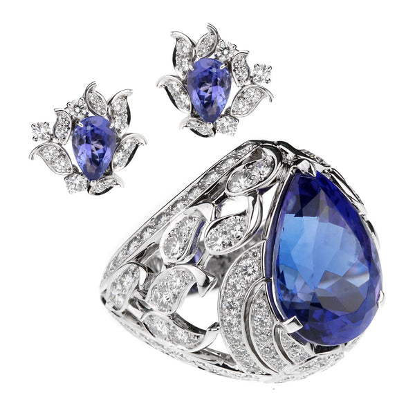 Van Cleef & Arpels Les Jardins 18k White Gold Tanzanite & Diamond Suite 0000904