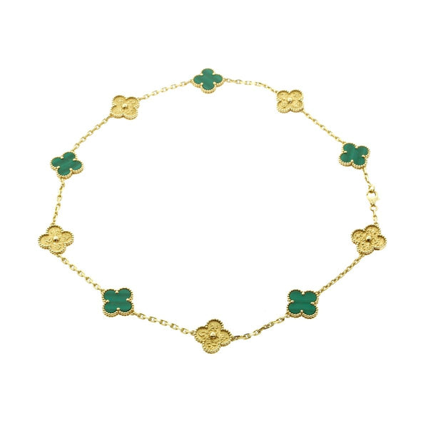 Van Cleef Arpels Limited Edition Malachite Vintage Alhambra Necklace 0000351