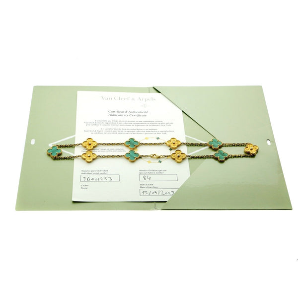 Van Cleef Arpels Limited Edition Malachite Vintage Alhambra Necklace 0000376